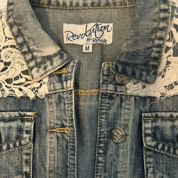 Denim Vest with Lace Details - Picture 2 of 3